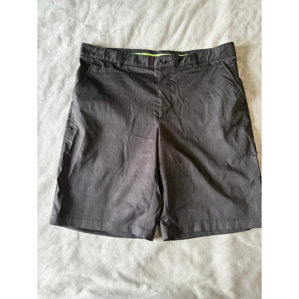 Greg Norman for Tasso Elba Shark Slim Fit Golf Shorts Mens 34 Gray Micro Print